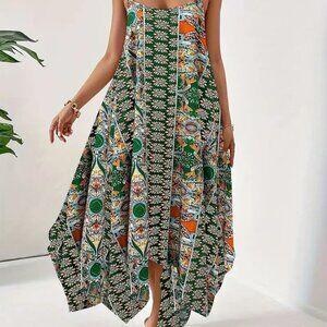 Chic Green Floral Midi Dress